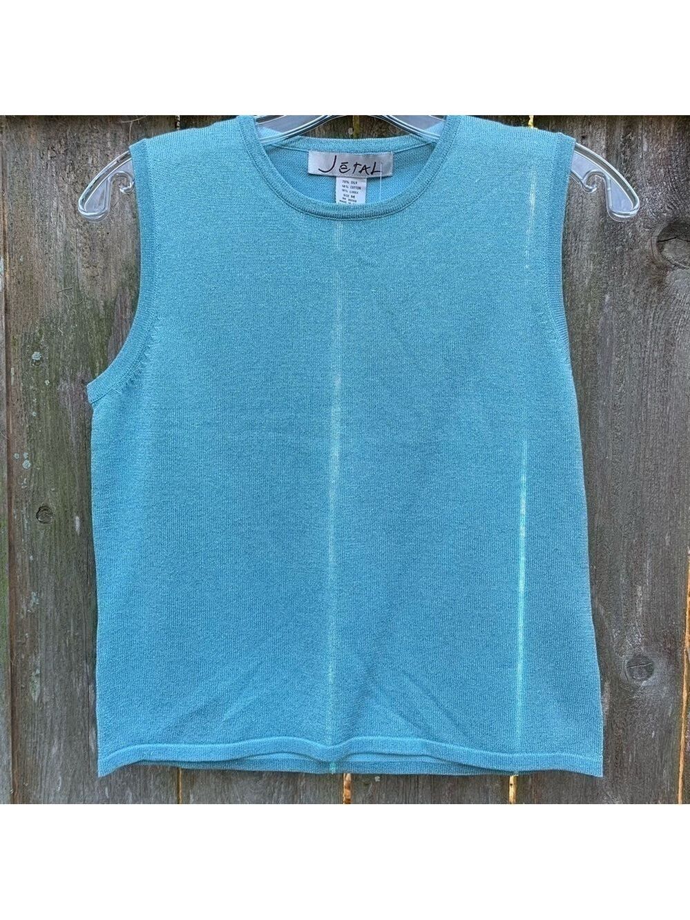 JETAL Aqua Blue Sleeveless Silk Knit Top